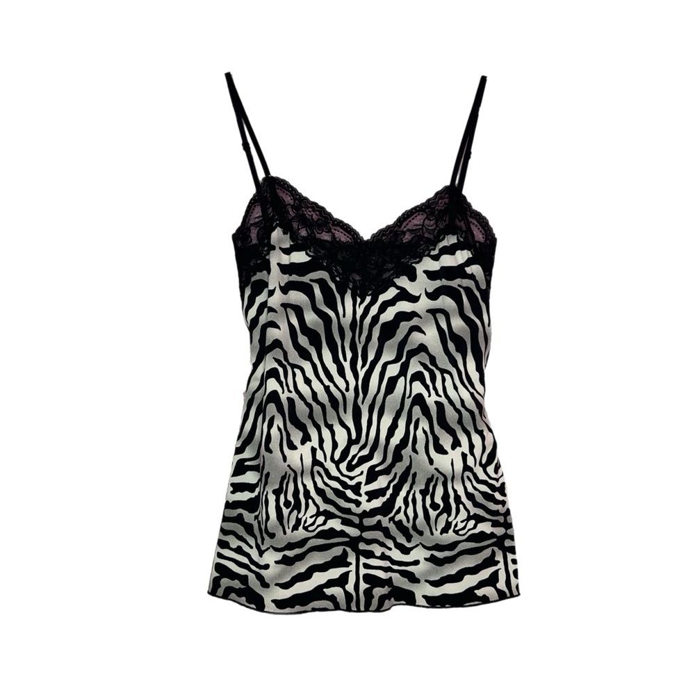 Elegant Zebra Print Chemise with Lace Trim